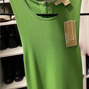 Michael Kors Ribbed Stretch Knit
Tank Dress In Green Apple